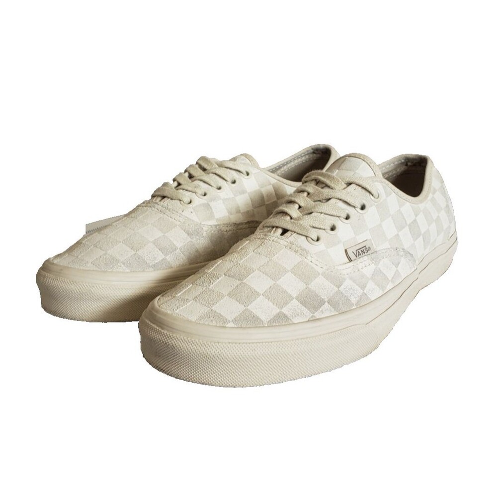 Vans Authentic Mono TAN Beige Checkerboard Skate Sneakers Shoes‎ Men's Size 9.5